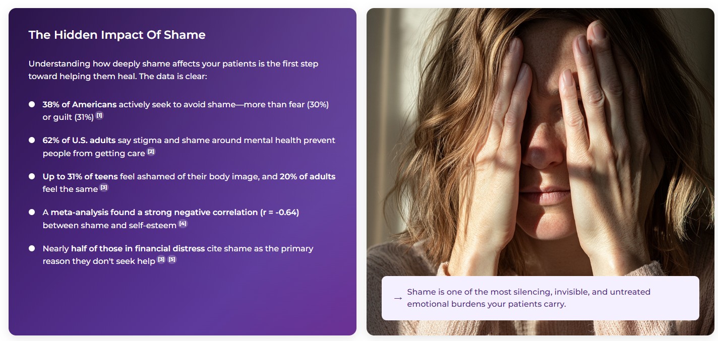 Shame Product Landing Page Example