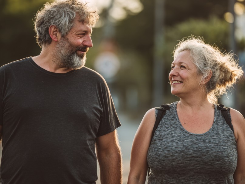 Couple walking together ready for a health change