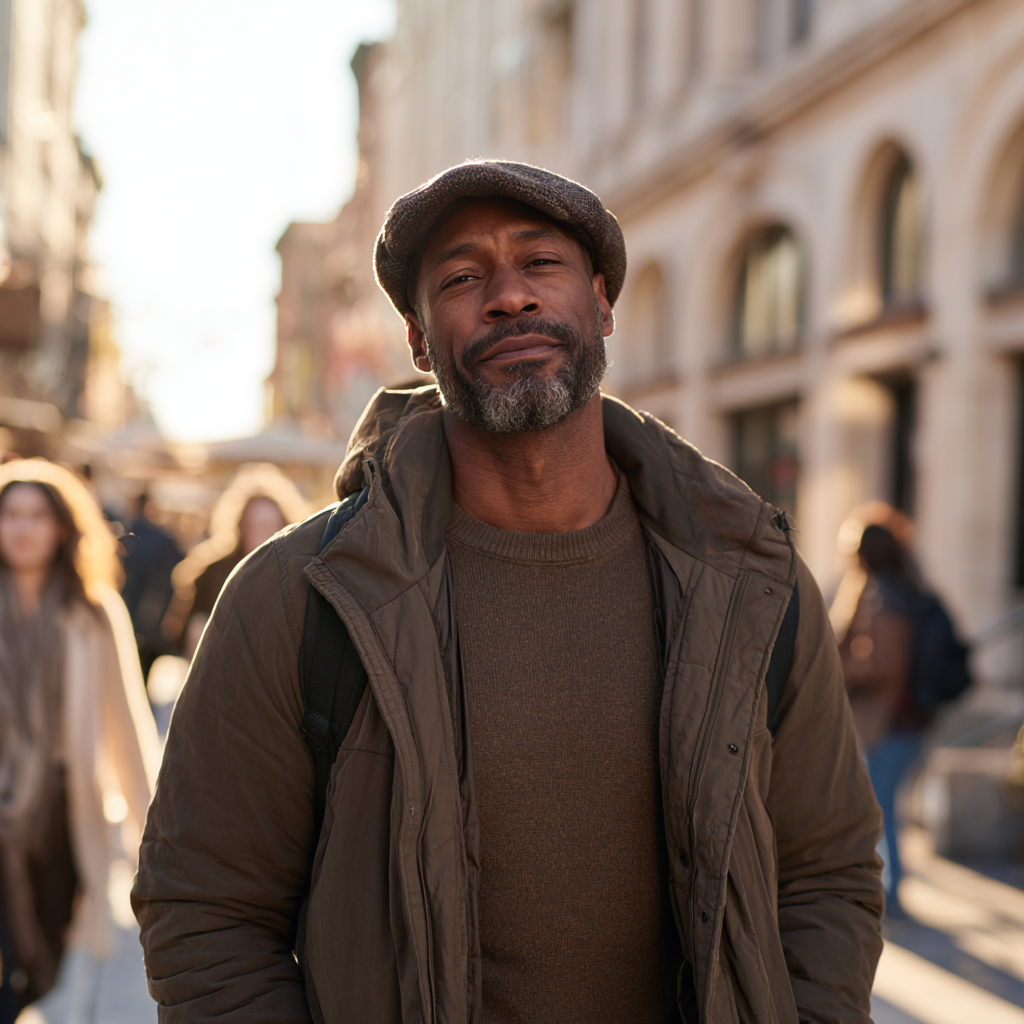 Man outdoors not feeling his best