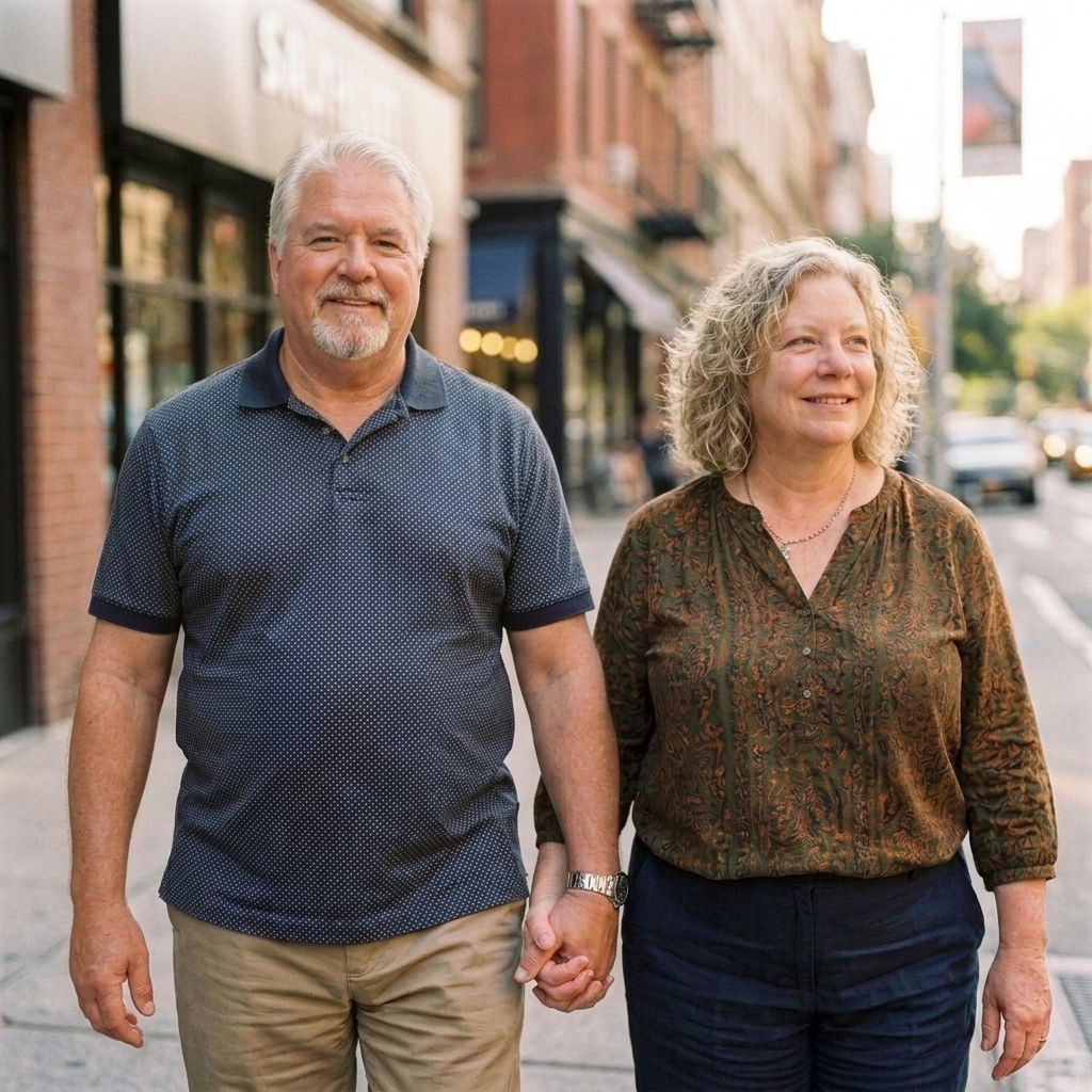 Man and woman healthy and happy