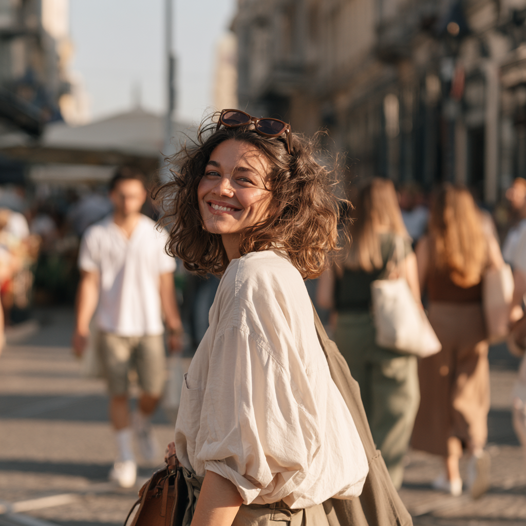Woman walking outside