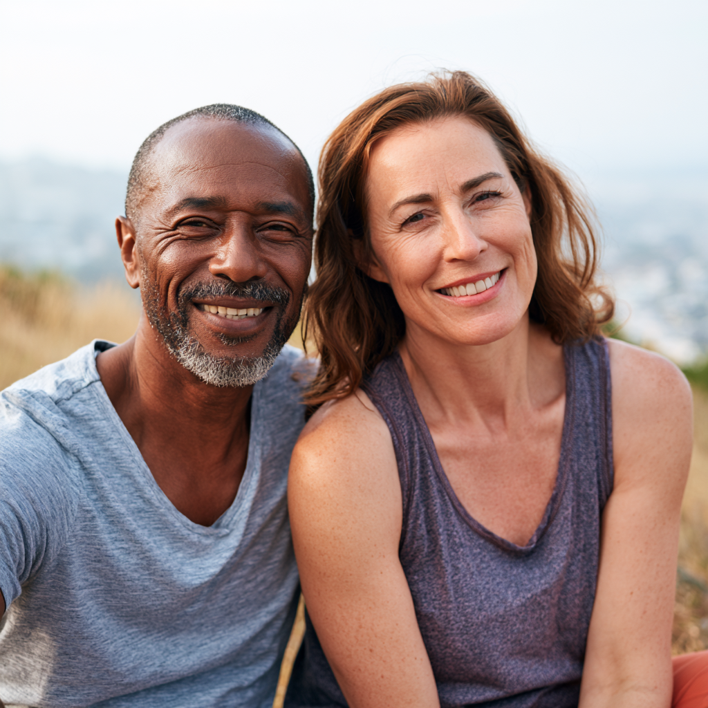 Man and woman healthy and happy